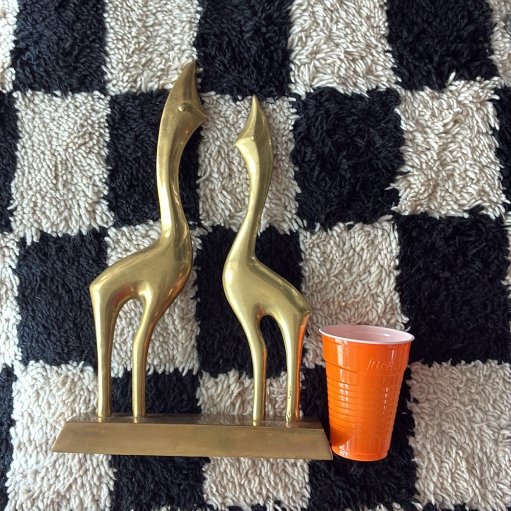 Vintage MCM Brass Giraffes Sculpture - Picture 2 of 13